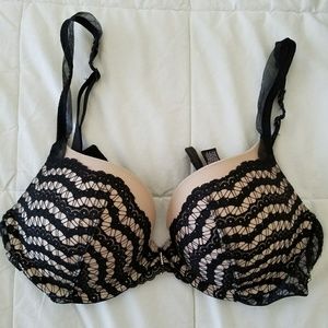 Black and Tan Lace Push-up Bra